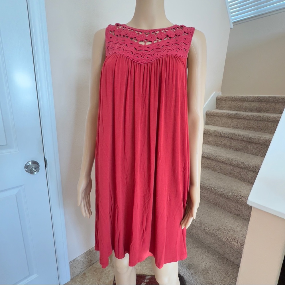 🎈SALE🎈Loft Red Crochet Swing Dress
